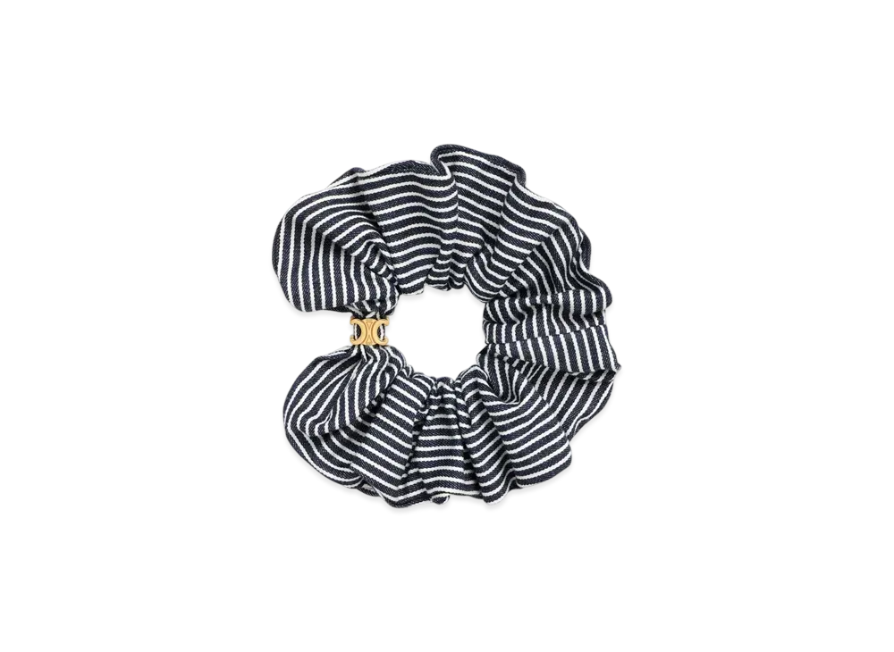 CELINE Scrunchy Stripes in Cotton and Brass "Gold/Blue/White"