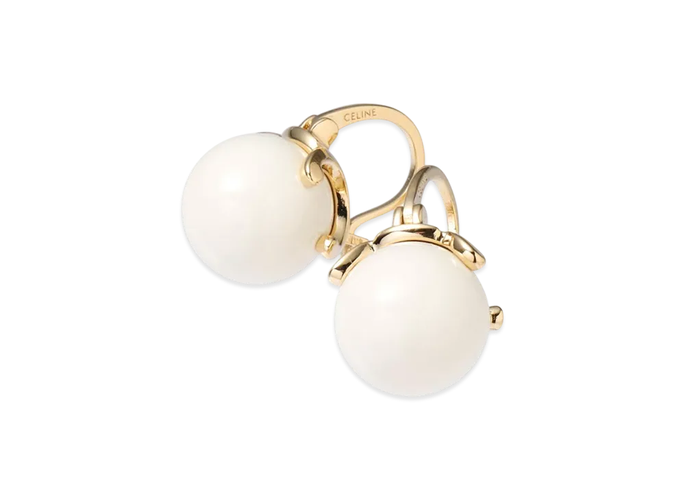 CELINE Sorbet Earrings "Ecru/Gold"