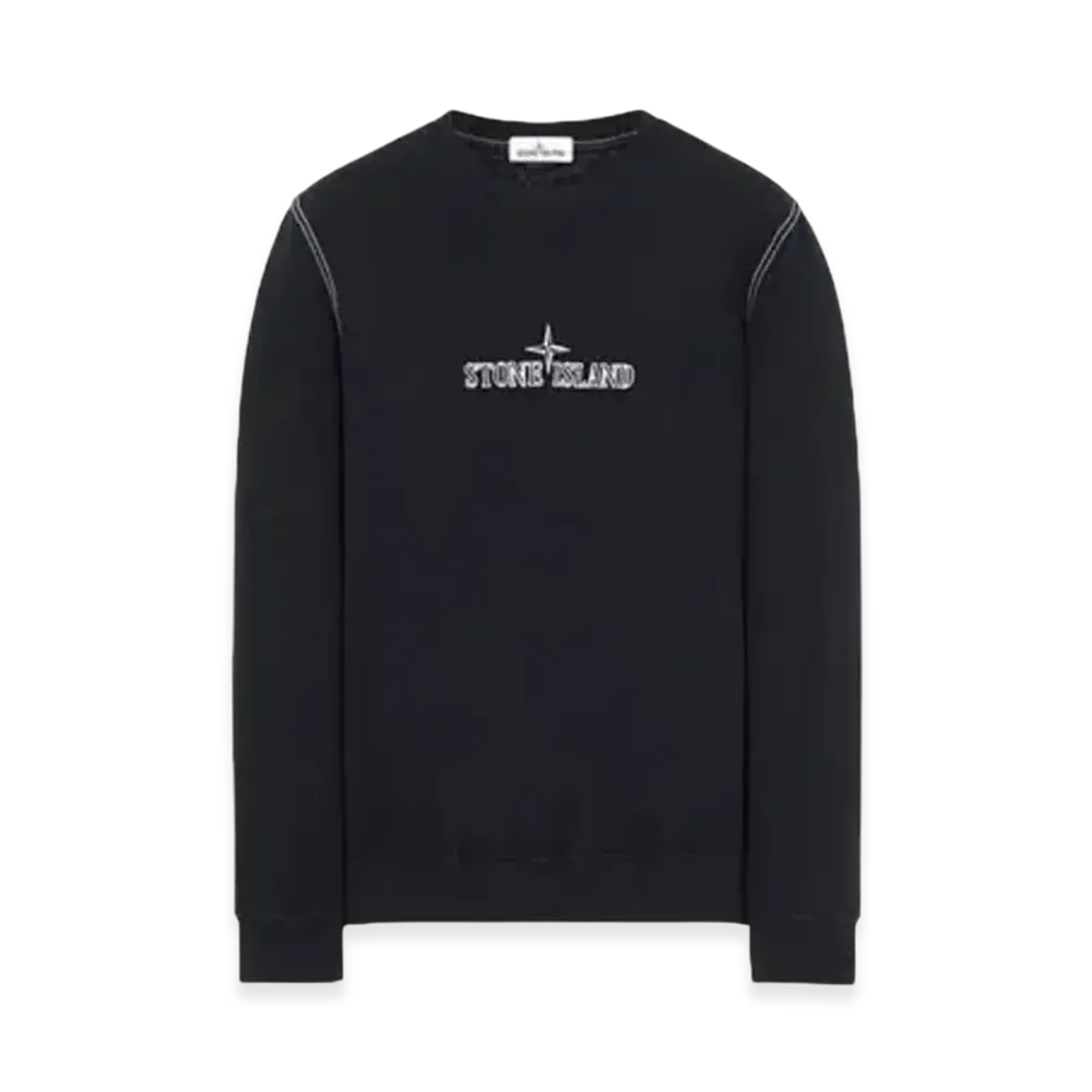 Stone Island 61459 Embroidered Logo Crewneck Sweatshirt - 21SS "Navy Blue"