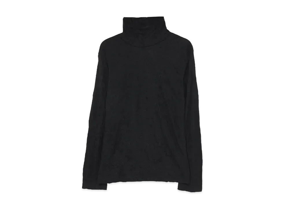 Yohji Yamamoto Y's PLAIN STICH WRINKLE HIGH NECK LONG SLEEVE T "Black"