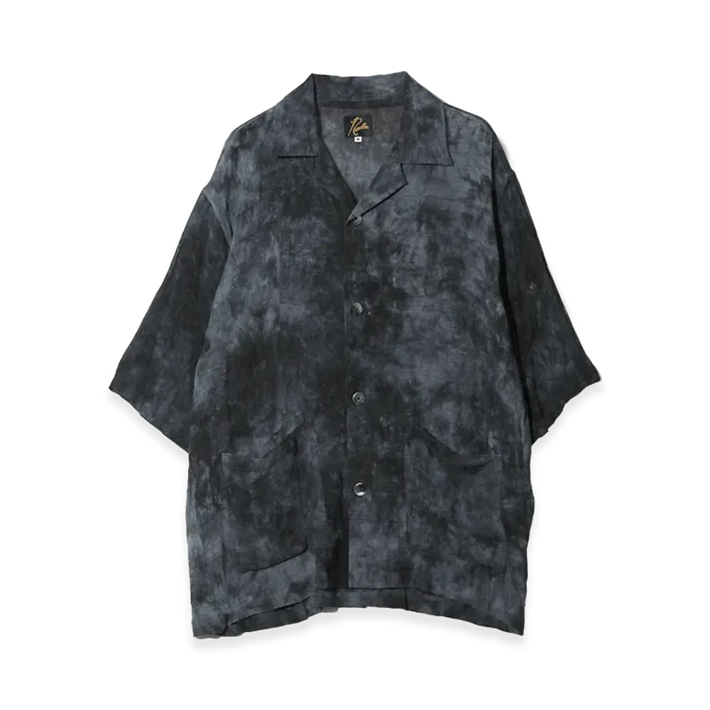NEEDLES Cabana Shirt - Mesh Jacquard / Uneven Dye "Charcoal"