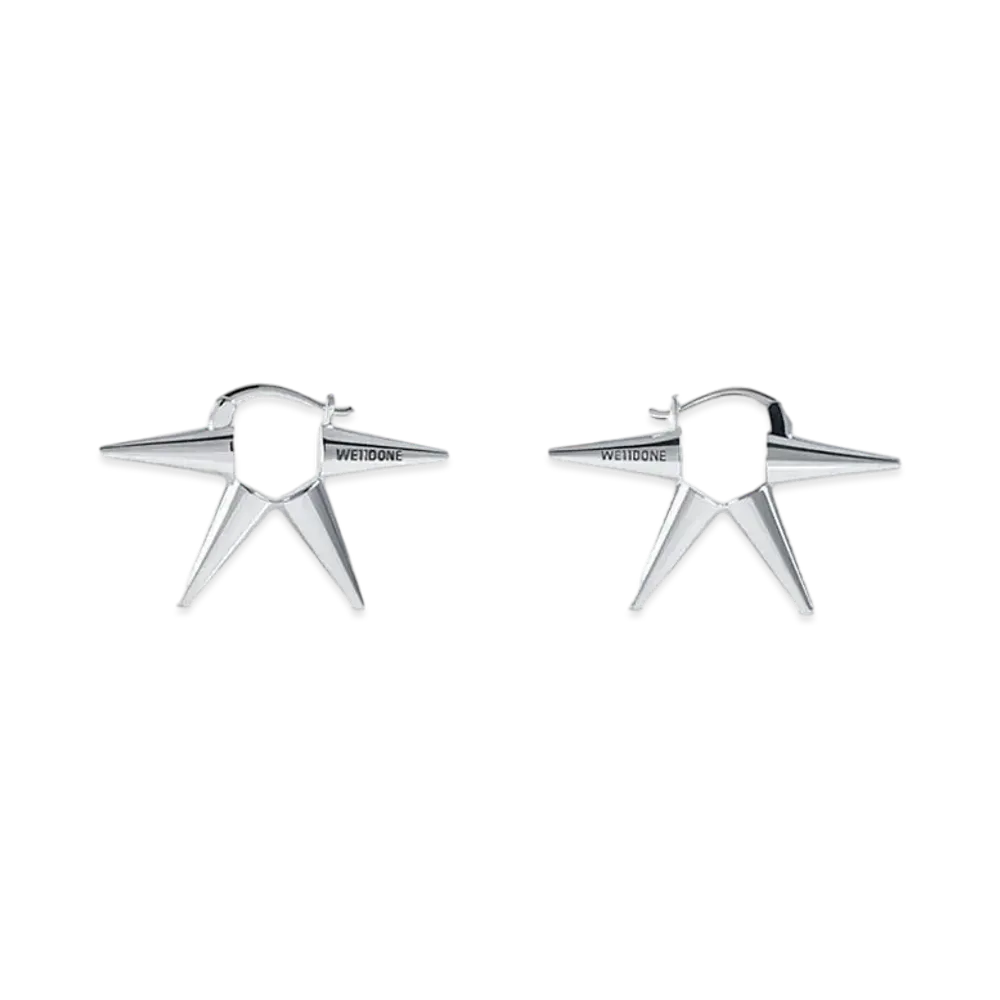 WE11DONE Spike Hoop Earrings "Silver"