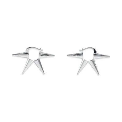 WE11DONE Spike Hoop Earrings "Silver"
