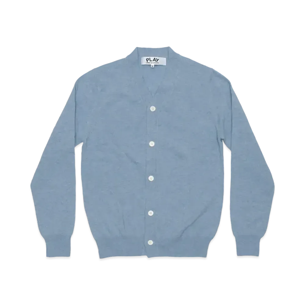 PLAY COMME des GARCONS Unisex V-Neck Cardigan With Small Emblem AX-N092-051 "Light Blue"