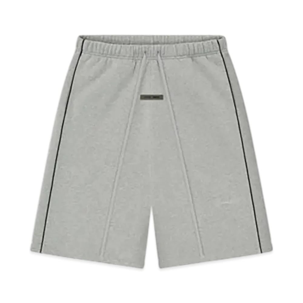 FEAR OF GOD ESSENTIALS Relaxed Fleece Sweatshort With Piping "Concrete Heather/Black"