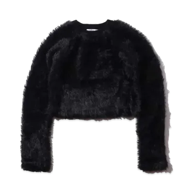 atmos pink Tantake Feather Yarn Tops "Black"