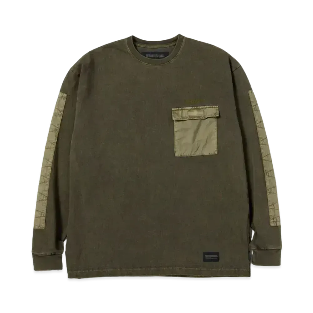 NEIGHBORHOOD Design Pigment Dyed Crewneck LS "Olive Drab"