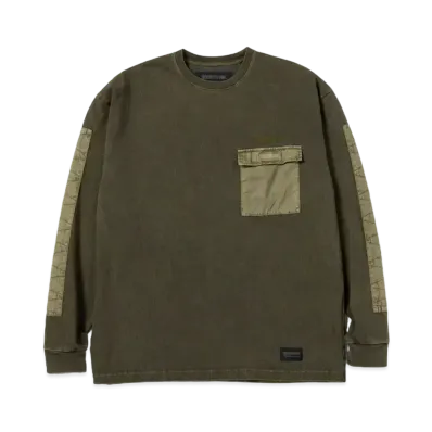 NEIGHBORHOOD Design Pigment Dyed Crewneck LS "Olive Drab"