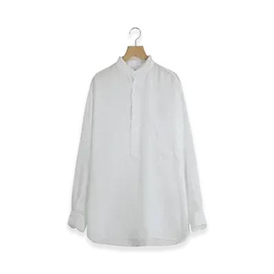 COMOLI Linen W Cross Pullover Shirt "White"