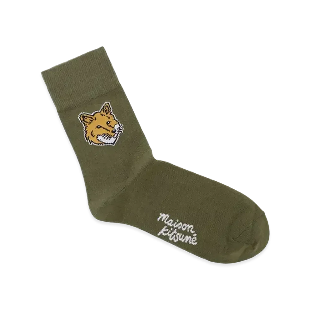 Maison Kitsune Socks "Military Green"