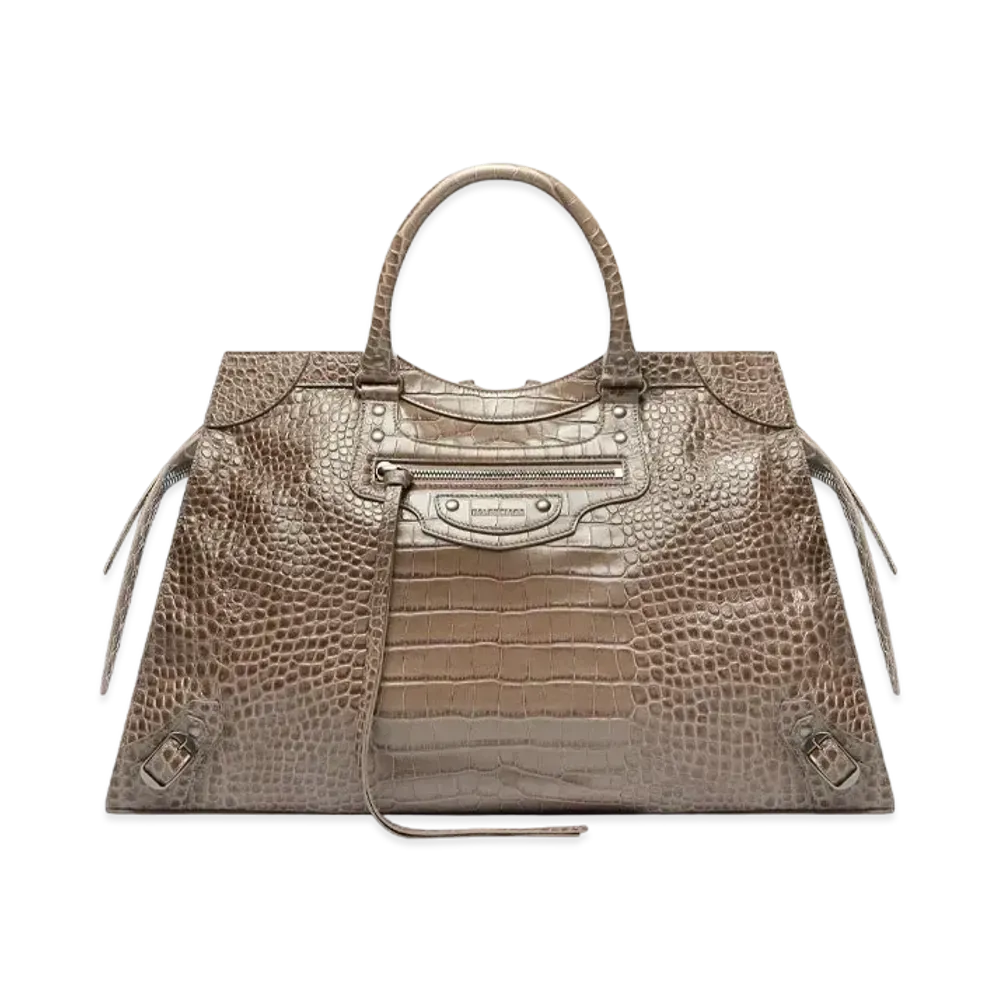 BALENCIAGA Neo Classic Large Handbag With Short Handle "Gray&Silver"