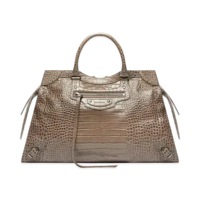 BALENCIAGA Neo Classic Large Handbag With Short Handle "Gray&Silver"