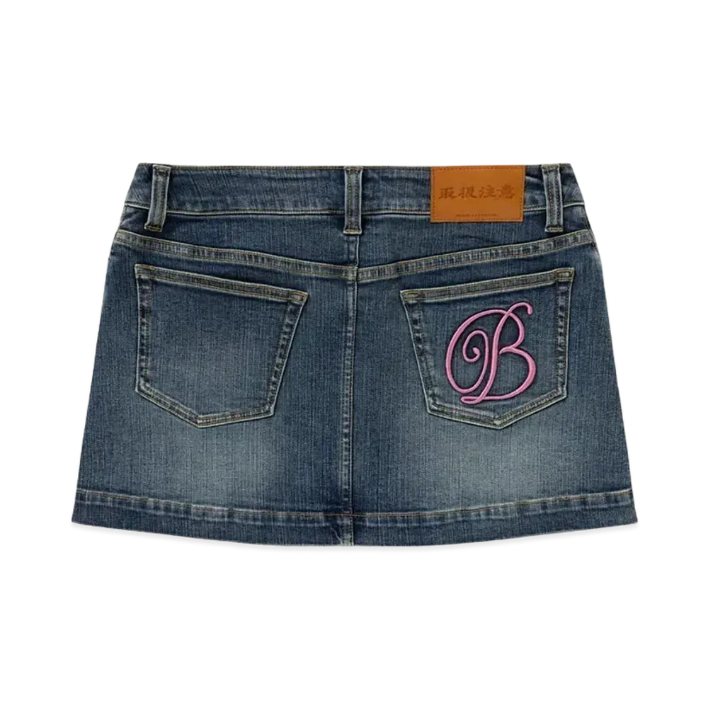 BlackEyePatch B Emblem Denim Mini Skirt "Indigo"