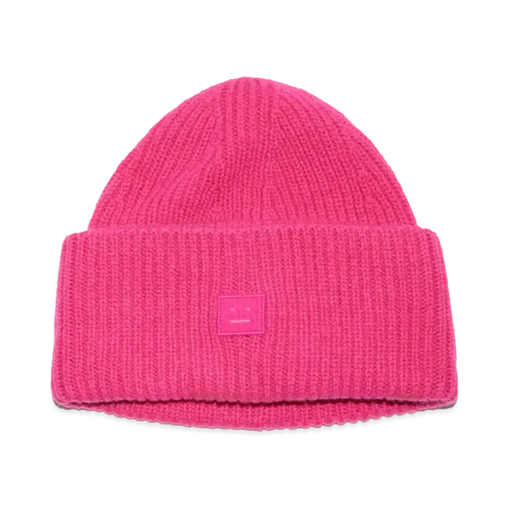 Acne Studios Small FACE Logo Beanie "Bright Pink"