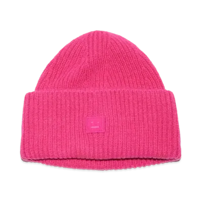 Acne Studios Small FACE Logo Beanie "Bright Pink"