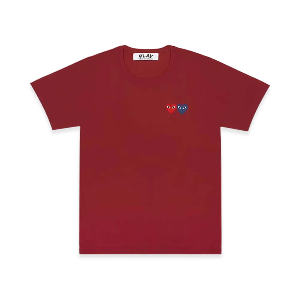 PLAY COMME des GARCONS T-Shirt With Double Heart Ladies "Burgundy"
