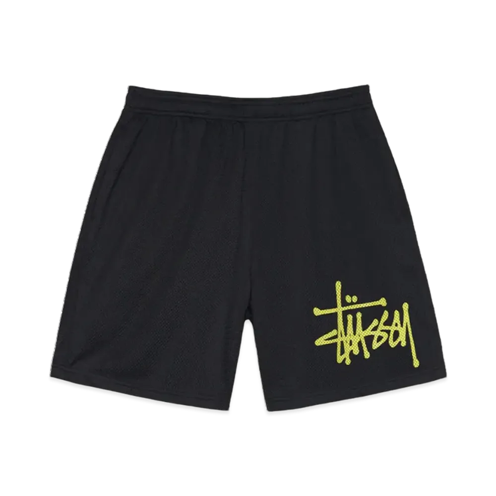 Stussy Big Basic Mesh Shorts Black Lime "Black/Lime"