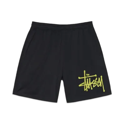 Stussy Big Basic Mesh Shorts Black Lime "Black/Lime"