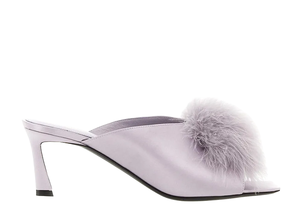 Saint Laurent Women's Satin Crepe Mules "Purple"