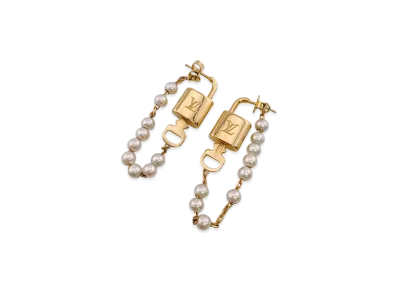 Louis Vuitton Pearl Lock Earrings "Gold"