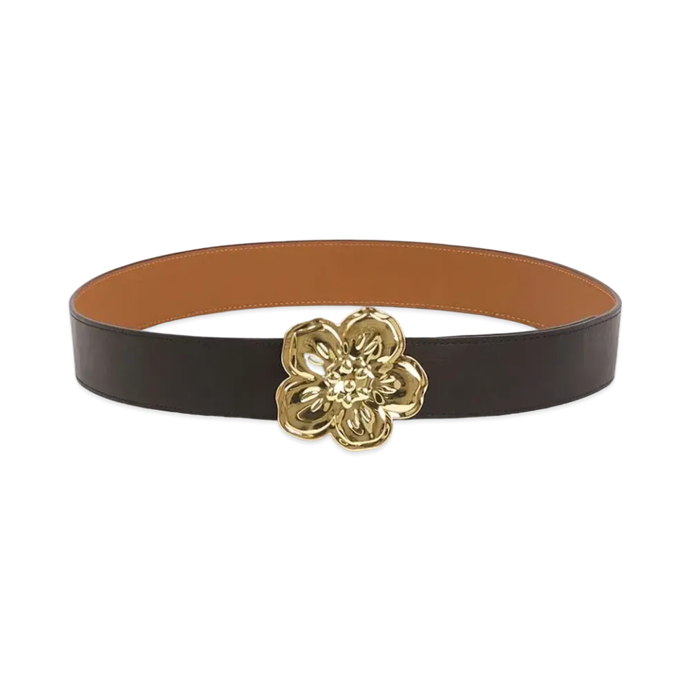 KENZO 'BOKE FLOWER' Wide Reversible Belt "Gold"