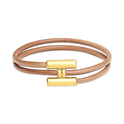 Hermes Tournis Tresse Bracelet "Natural/Bouton D'or/Gold"