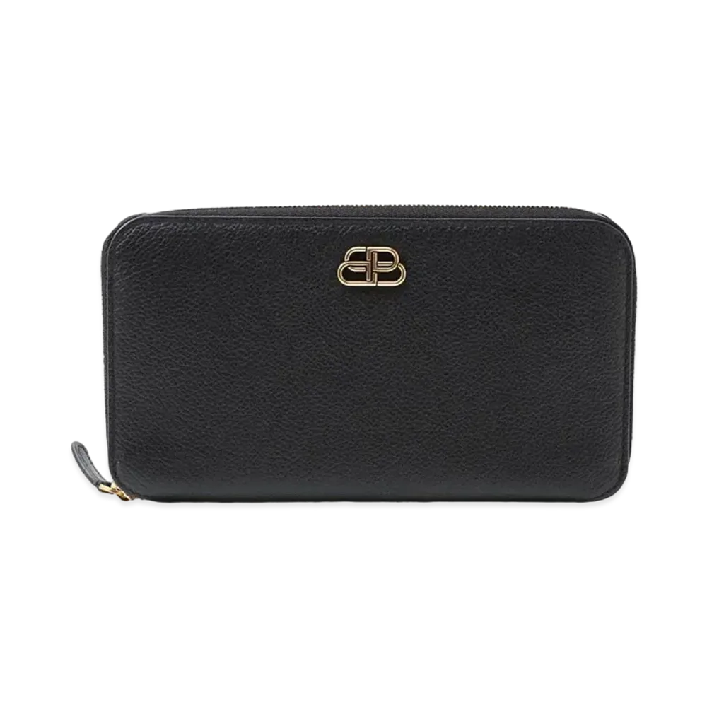 BALENCIAGA BB Logo Zip Around Wallet "Black"