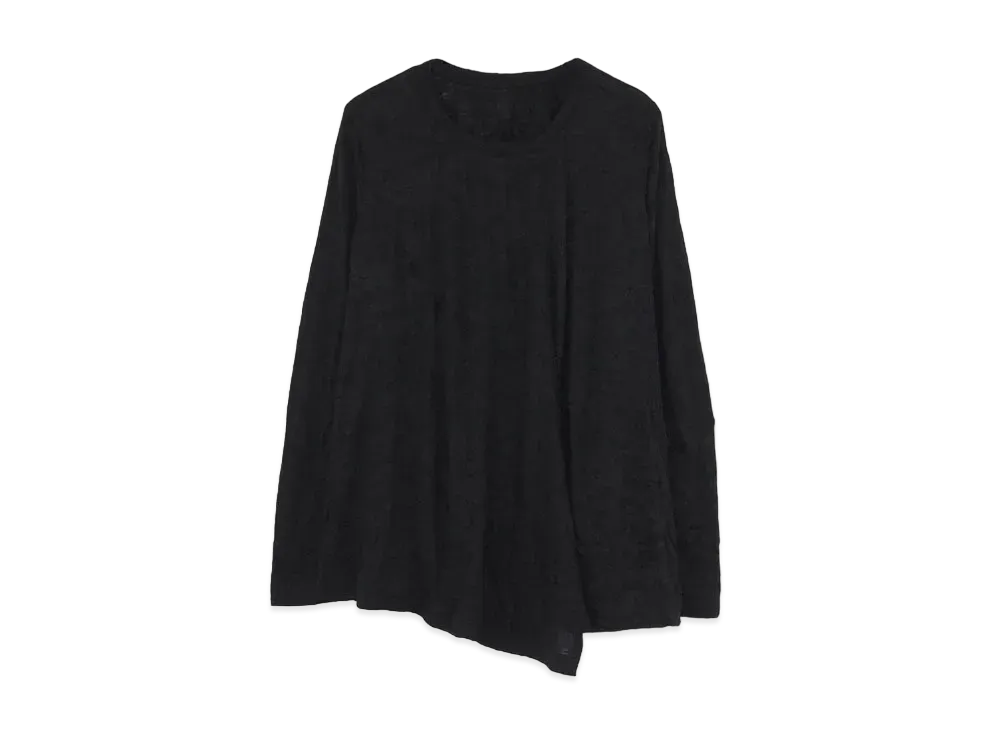 Yohji Yamamoto Y's PLAIN STICH WRINKLE FLARE LONG SLEEVE T "Black"