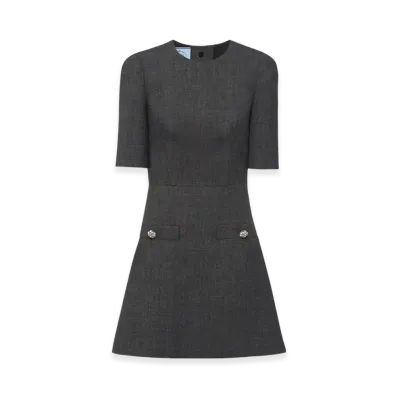 PRADA Women's Wool Mini Dress "Slate Gray"