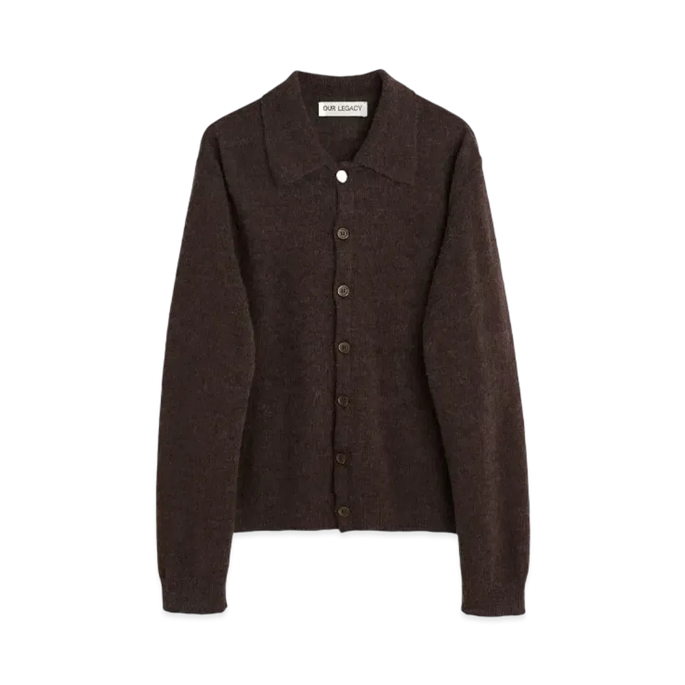 OUR LEGACY Evening Polo Smokey Fuzzy Alpaca "Brown" M4243ES
