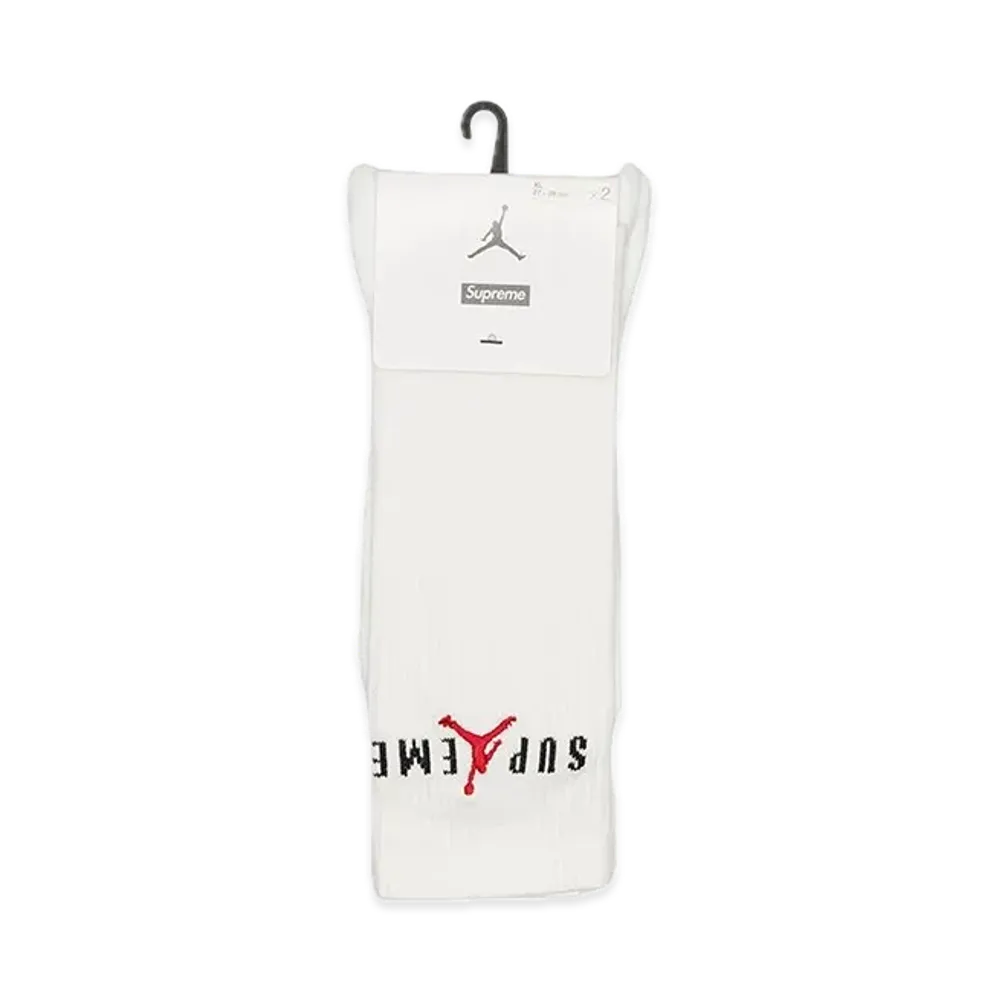 Supreme x Jordan Crew Socks (2 Pack) "White"