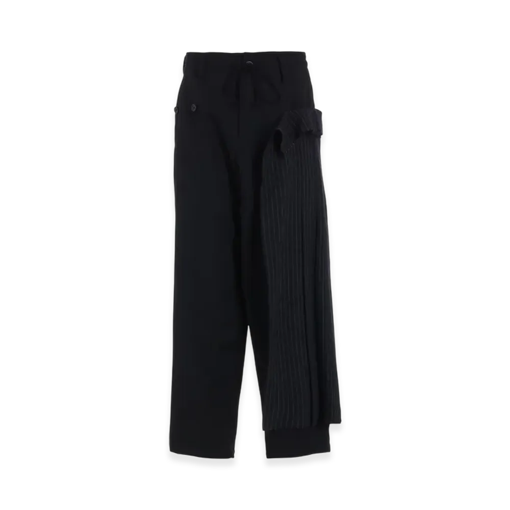 S'YTE Washer Wool Gabardine Pleated Wrap Pants "Black"