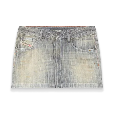Diesel De-Ron Mini Skirt In Striped Indigo Denim "Medium Blue"