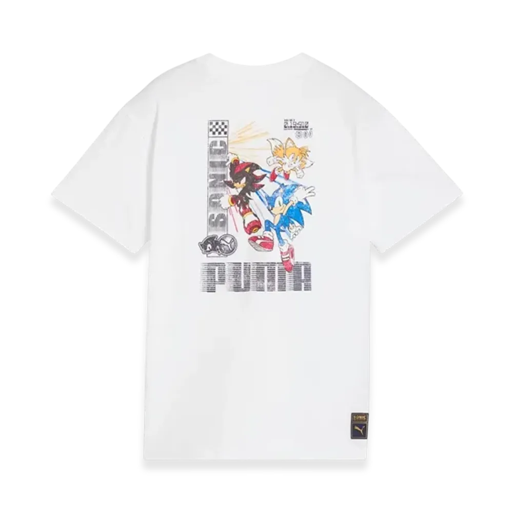 PUMA x SONIC Boys Relaxed Graphic Short Sleeve T-Shirt Sizes 128-164cm "White"