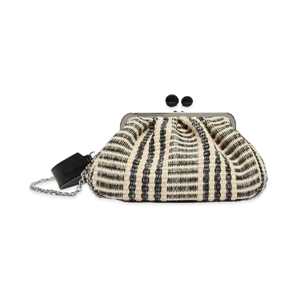 Max Mara Locri Raffia Look Jacquard Medium Pastitino Bag "Black"