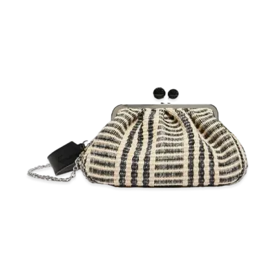 Max Mara Locri Raffia Look Jacquard Medium Pastitino Bag "Black"