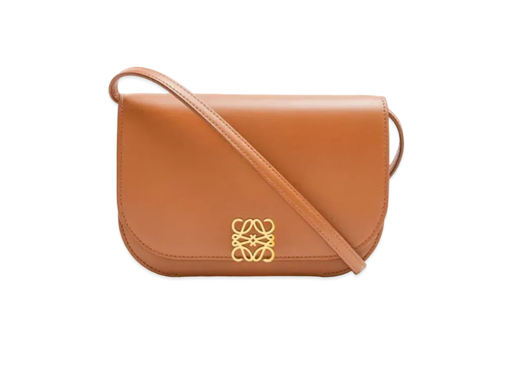 LOEWE Goya Accordion Clutch In Silk Calfskin "Tan"