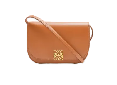 LOEWE Goya Accordion Clutch In Silk Calfskin "Tan"