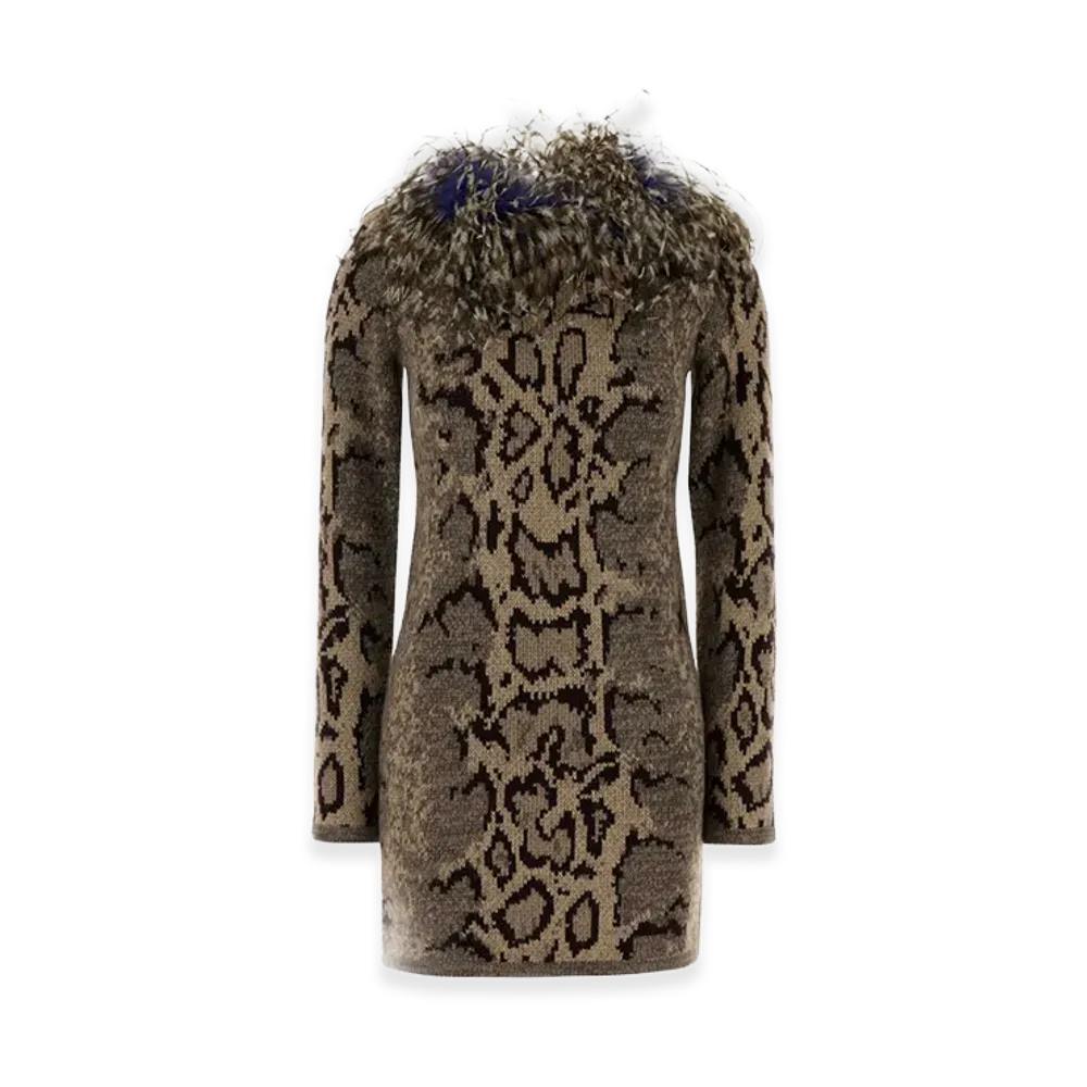 Valentino Women's Embroidered Cashmere Dress "Animal Print"