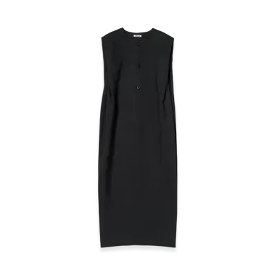 AURALEE Women's Structured Wool Double Cloth Sleeveless Dress "Top Black"