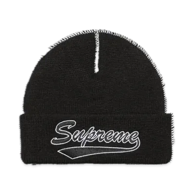 Supreme Contrast Stitch Beanie "Black"