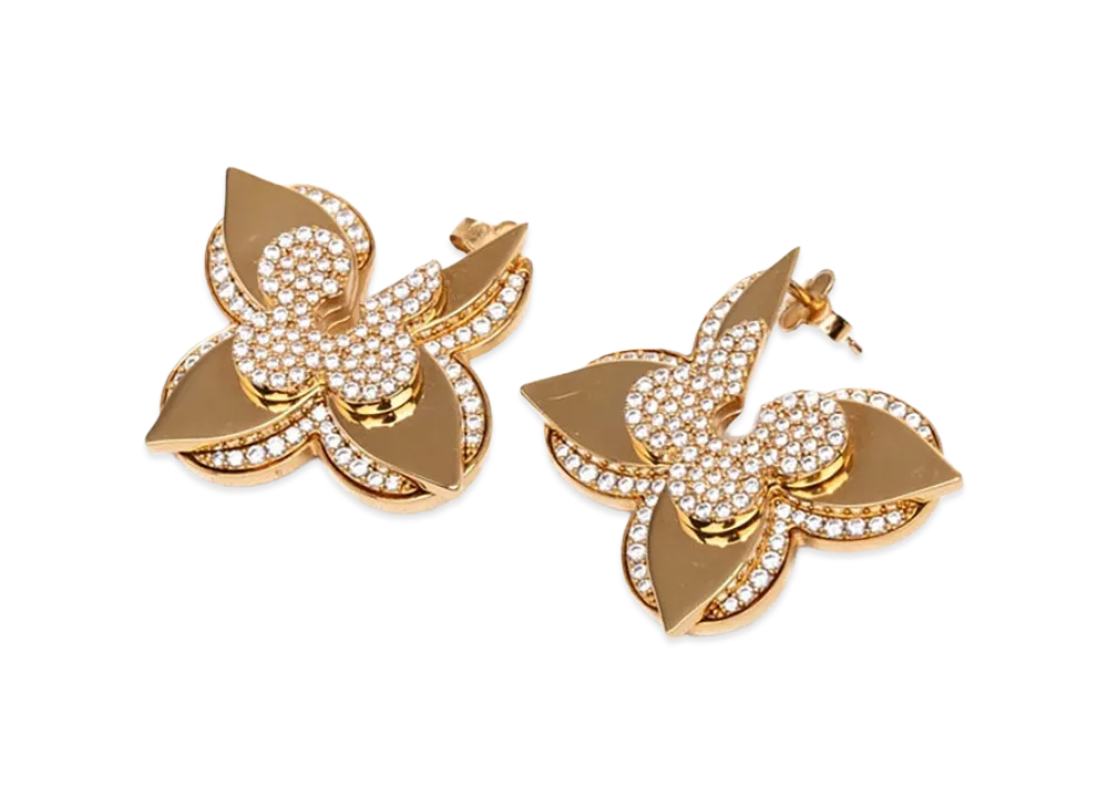 Louis Vuitton Monogram Flower Medallion Earrings "Gold"