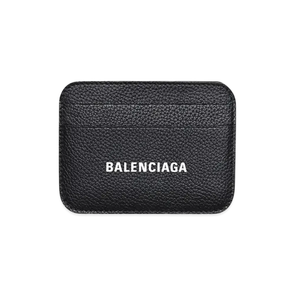 BALENCIAGA Cash Card Holder Grained Calfskin "Black/White"