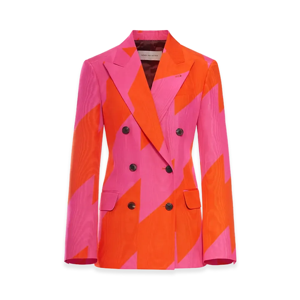 DRIES VAN NOTEN Women's Double-Breasted Jacket with Graphic Print "Fuchsia"