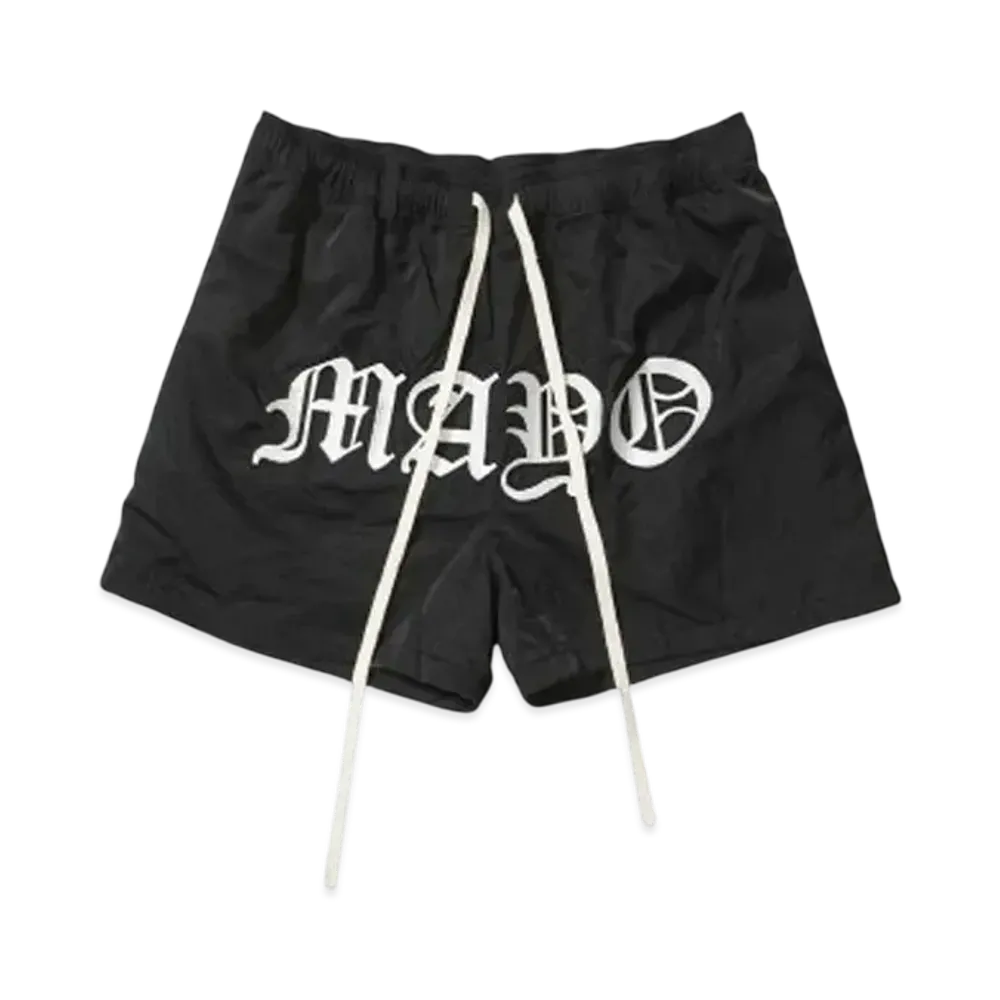 MAYO MAYO CENTER LOGO EMBROIDERY SWIM SHORTS "BLACK MONO"