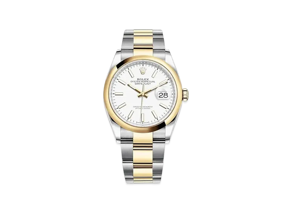 ロレックス デイトジャスト 36 オイスター 36mm "ホワイト/オイスタースチール/イエローゴールド" 126203