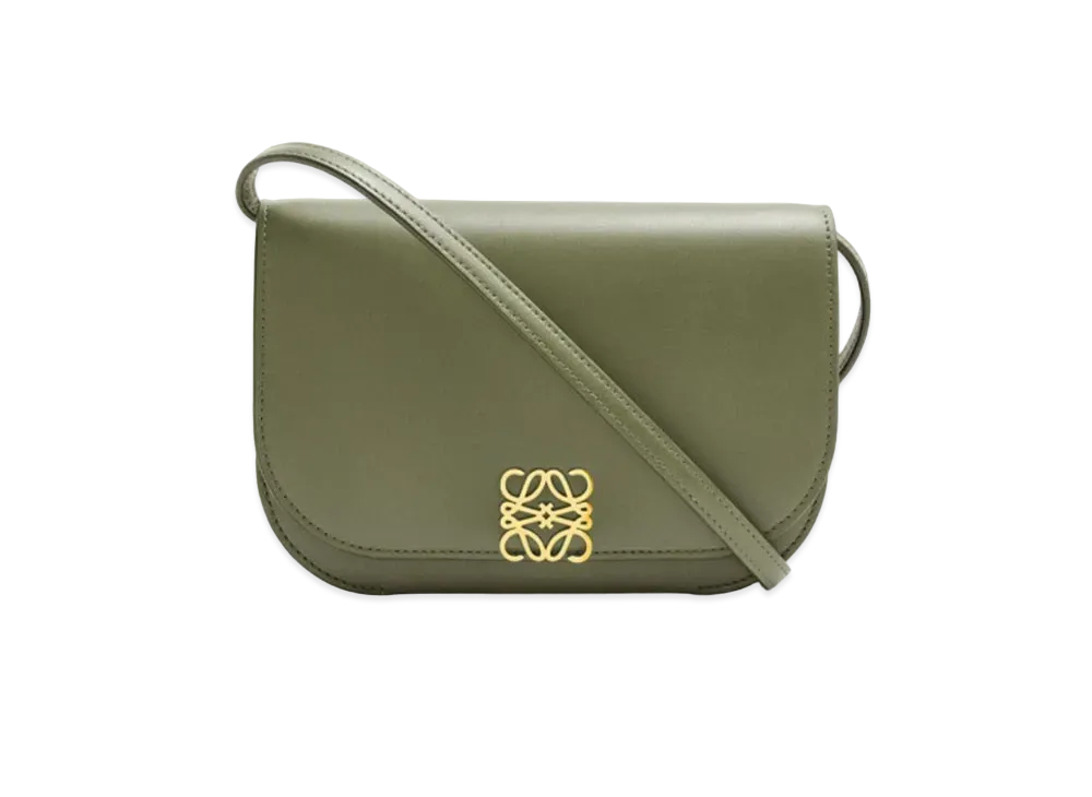 LOEWE Goya Accordion Clutch In Silk Calfskin "Avocado Green"