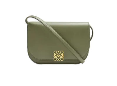 LOEWE Goya Accordion Clutch In Silk Calfskin "Avocado Green"