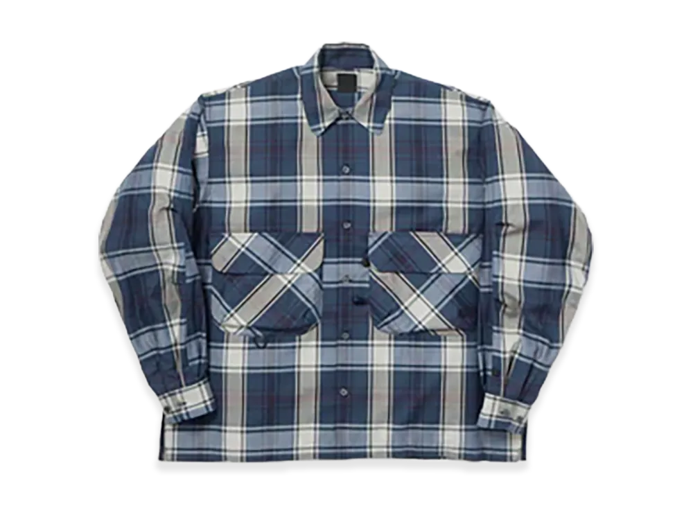 DAIWA PIER39 Tech Sports Open Collar Shirt L/S Big Tartan "Navy"