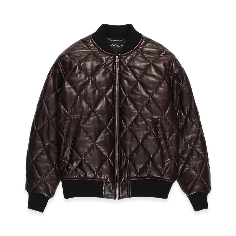 WACKO MARIA Leather Quilted Jacket "Dark Purple"
